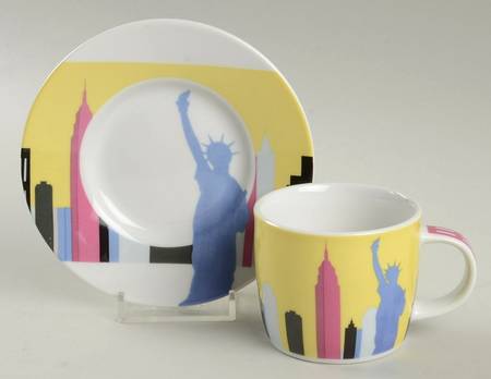 Around the World Flat Demitasse Cup & Saucer Set