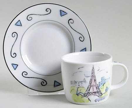 Vues de Paris Flat Demitasse Cup & Saucer Set