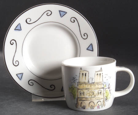Promenade de Paris Flat Demitasse Cup & Saucer Set