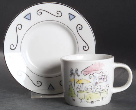Promenade de Paris Flat Demitasse Cup & Saucer Set