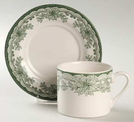 Yuletide Green Flat Cup & Saucer Set