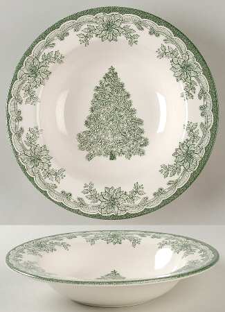 Yuletide Green Rim Soup Bowl