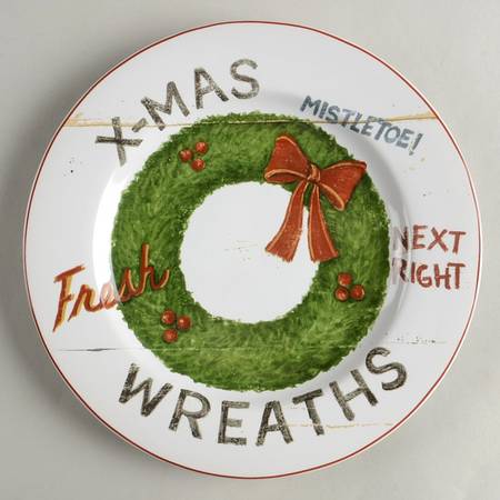 Sign of Christmas Salad/Dessert Plate