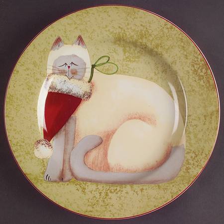 Christmas Cats (Rim) Salad/Dessert Plate