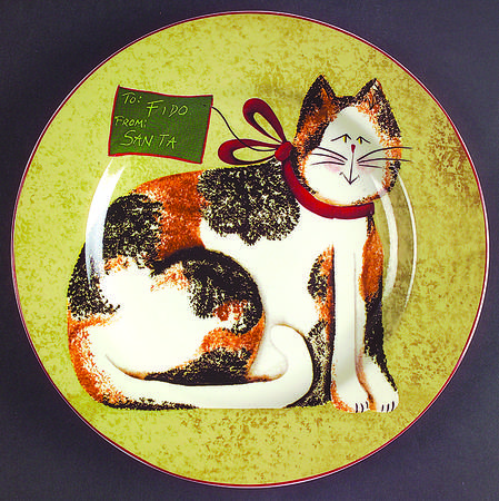 Christmas Cats (Rim) Salad/Dessert Plate