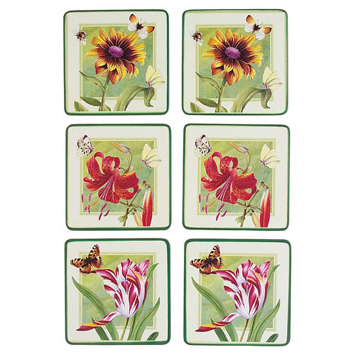 Floral Haven Square Corkback Coaster - Set of 6 Motif