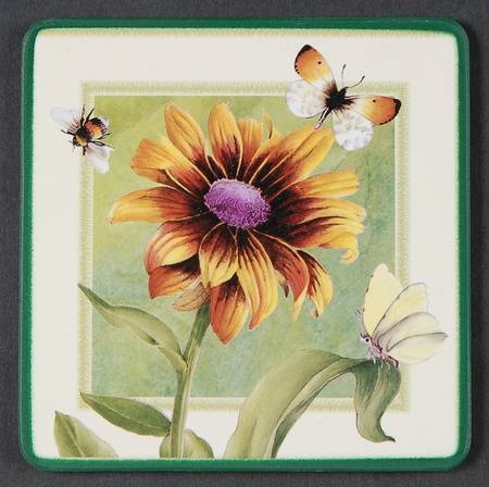 Floral Haven Square Corkback Coaster