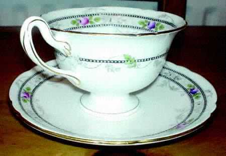 Rose and Beads Footed Cup & Saucer Set