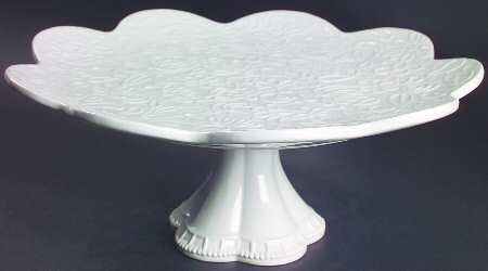 Chantilly White Lace 12" Diameter Pedestal Cake Stand