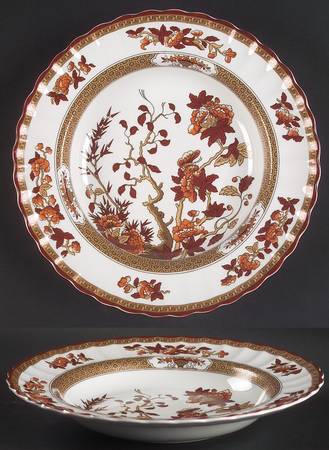 Indian Tree (Orange Rust, Bone, 2004) Large Rim Soup Bowl