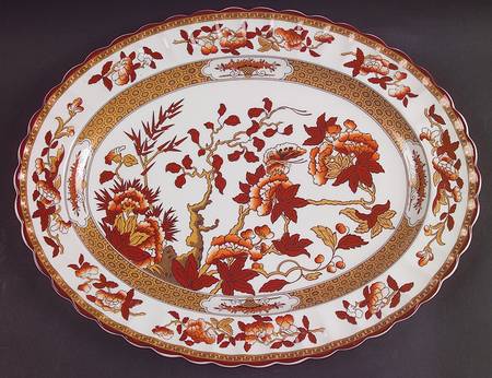 Indian Tree (Orange Rust, Bone, 2004) 14" Oval Serving Platter