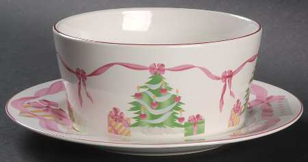 Home for Christmas (China) Round Gravy Boat & Underplate (Salad Plate)
