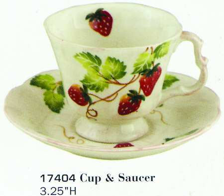 Strawberries (Scalloped) Footed Cup & Saucer Set