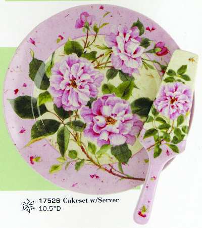 Rose Garden Cake Plate and Server (Boxed Set)