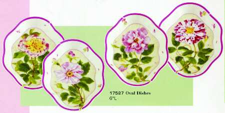 Rose Garden Small Oval Fluted Dish