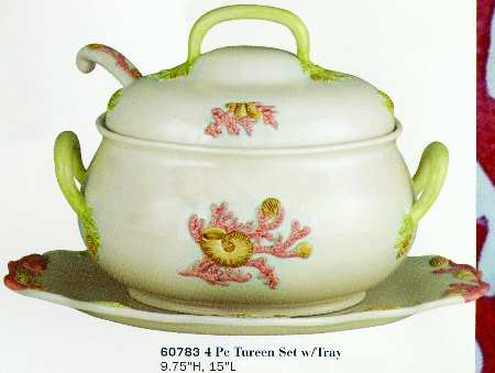 Sea Life Tureen & Lid w/Ladle & Underplate