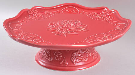 Sunflower Red Footed Cake Plate