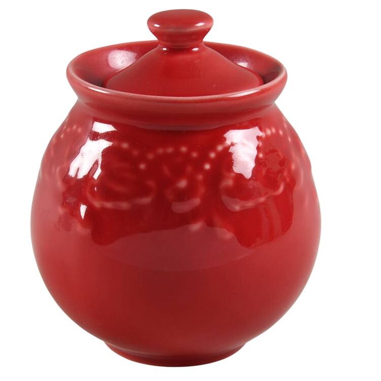 Sunflower Red Sugar Bowl & Lid