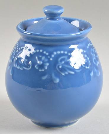 Sunflower Blue Sugar Bowl & Lid