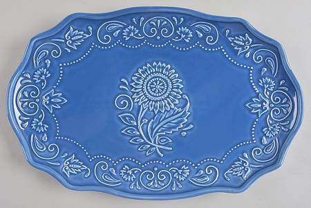 Sunflower Blue 16" Oval Serving Platter