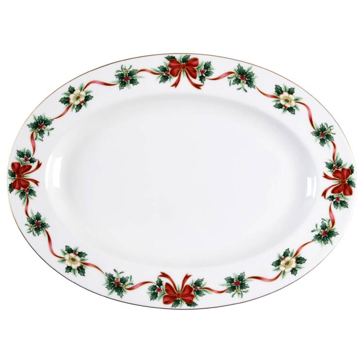 Holiday Garland 14" Oval Serving Platter