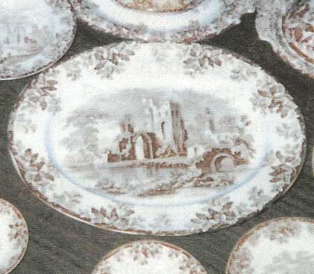 Ruins Brown 16" Oval Serving Platter