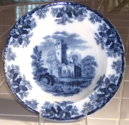 Ruins Blue (Pierced Edge, Circa 1884) Large Rim Soup Bowl