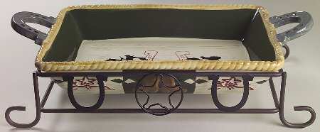 Happy Trails 13" Rectangular Baker with 16" Metal Stand