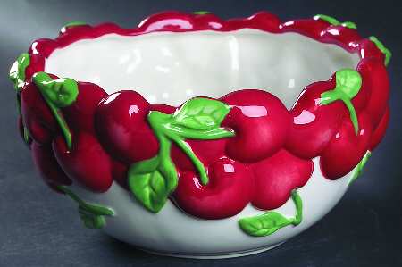 Cherries Jubilee Sculpted Serving Bowl