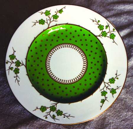 Geisha Green (Green Flowers, Gold Dots) by Spode