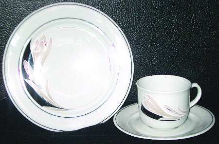Vienna Black & Beige Flat Cup & Saucer Set
