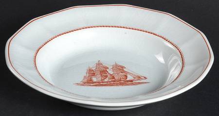 Trade Winds Red (No Gold Trim) Rim Soup Bowl