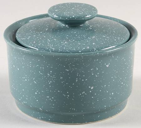 Tablerock Green and White Sugar Bowl & Lid