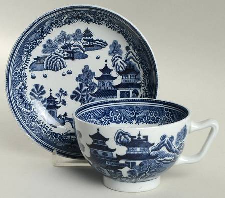 Queen Charlotte (No Trim) Canton Shape Footed Cup & Saucer Set