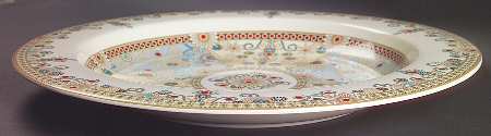 Jewel Turquoise & Pearls 15" Rose Dish (Round Deep Platter)