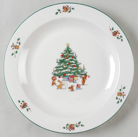 Whimsical Christmas (Smooth, Green Trim) 12" Chop Plate (Round Platter)