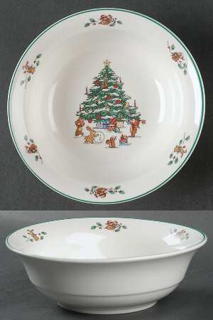 Whimsical Christmas (Smooth, Green Trim) Coupe Cereal Bowl