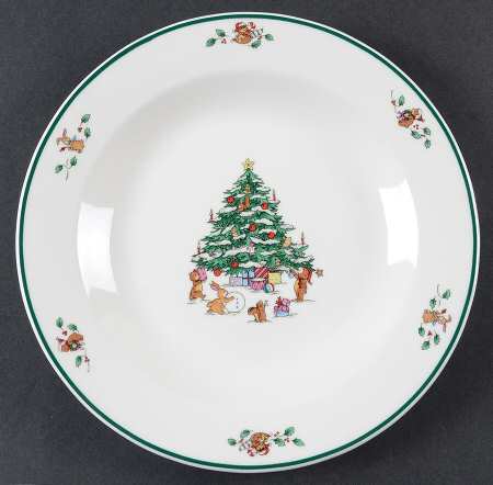 Whimsical Christmas (Smooth, Green Trim) Salad Plate