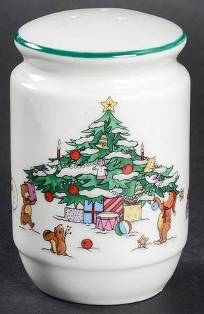 Whimsical Christmas (Smooth, Green Trim) Salt Shaker