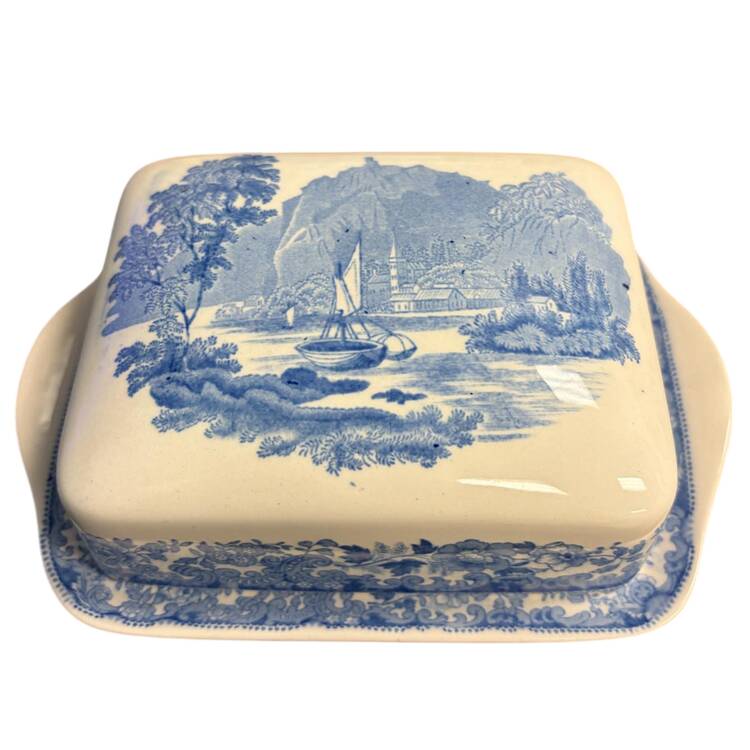 Rhine Blue (Smooth, Newer) Square Covered Butter