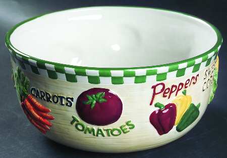 Farmstand Vegetables 10" Large Salad Serving Bowl