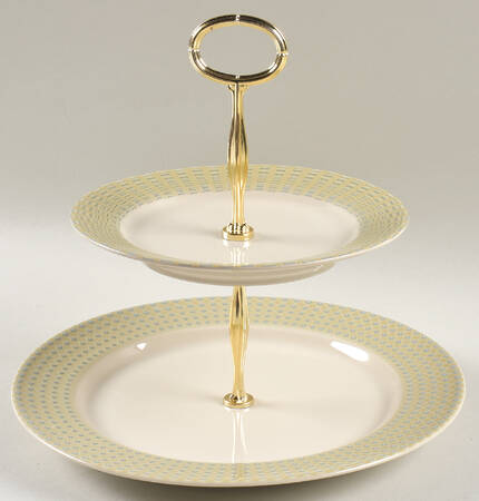 Moss Green 6 5/8"-10"  2 Tiered Serving Tray (Dp, Sp) HC