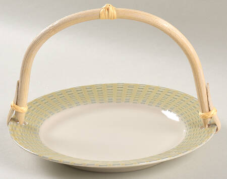 Moss Green 5 3/8"-5 5/8" Bamboo Handled Serving Plate  HC