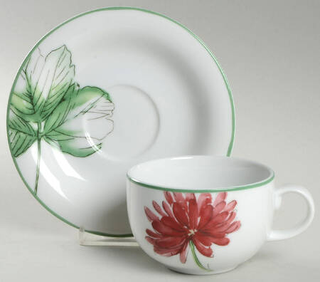 Abstract Floral Flat Cup & Saucer Set