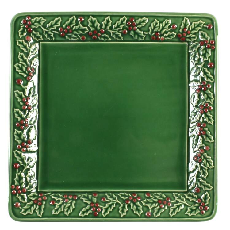 Holly & Berries 12" Square Serving Platter