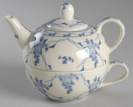 Rose Brocade Individual Teapot & Lid with Cup