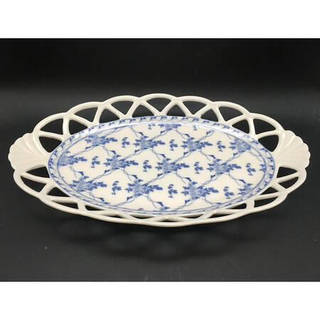 Rose Brocade 13" Oval Pierced Serving Platter