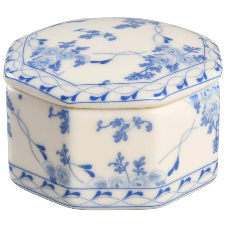 Rose Brocade Hexagonal Box & Lid