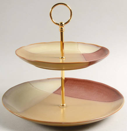 Gold Dust Sienna 2 Tiered Serving Tray (Dinner & Salad Plate)