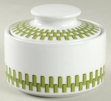 Foley Square Green Sugar Bowl & Lid